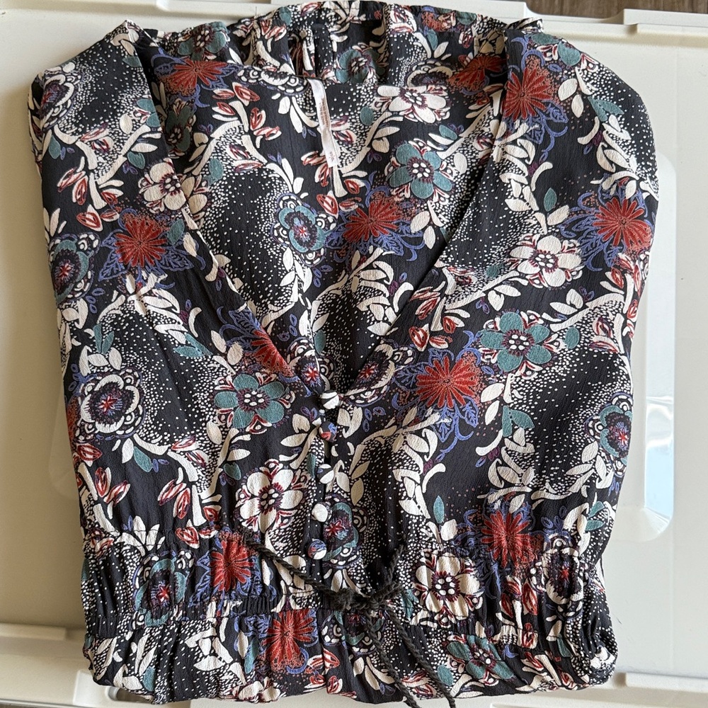 Free People Black and Red Floral Mini Dress